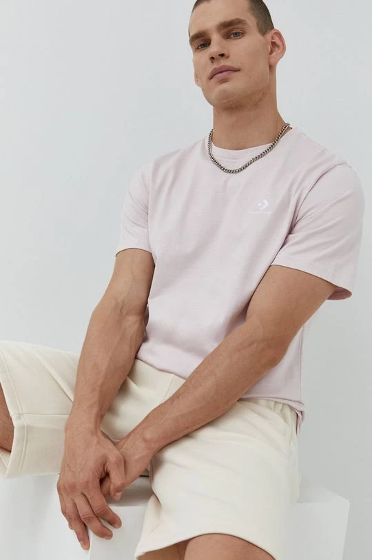 Κοντομάνικο Βαμβακερό μπλουζάκι Converse ροζ 3 Κοντομάνικο Βαμβακερό μπλουζάκι Converse ροζ