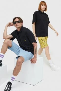 Κοντομάνικο Βαμβακερό μπλουζάκι πόλο Converse μαύρο