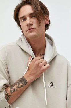 Ανδρικά Χωρίς φερμουάρ Μπλούζα Converse μπεζ, με κουκούλα -Converse Εκπτώσεις unnamed file 119