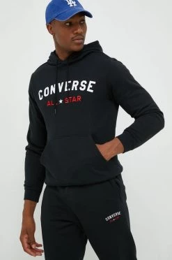 Χωρίς φερμουάρ Μπλούζα Converse μαύρο, με κουκούλα