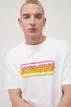 Ανδρικά Μπλουζάκια Βαμβακερό μπλουζάκι Converse άσπρο