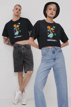 Κοντομάνικο Μπλουζάκι Converse μαύρο