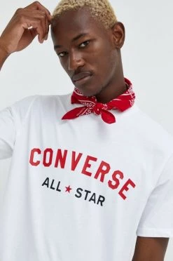 Ανδρικά Μπλουζάκια Βαμβακερό μπλουζάκι Converse άσπρο