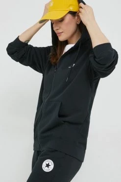 Με φερμουάρ Μπλούζα Converse μαύρο, με κουκούλα