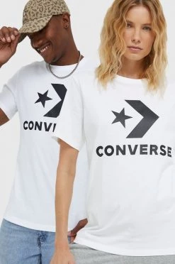 Κοντομάνικο Βαμβακερό μπλουζάκι Converse άσπρο