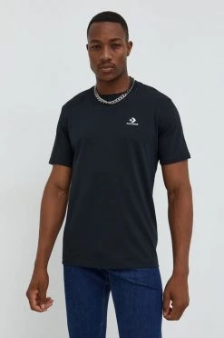 Κοντομάνικο Βαμβακερό μπλουζάκι Converse μαύρο