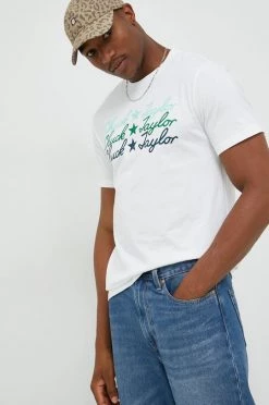 Κοντομάνικο Βαμβακερό μπλουζάκι Converse άσπρο