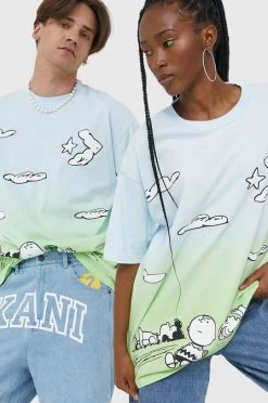 Κοντομάνικο Βαμβακερό μπλουζάκι Converse ανοιχτό μπλε